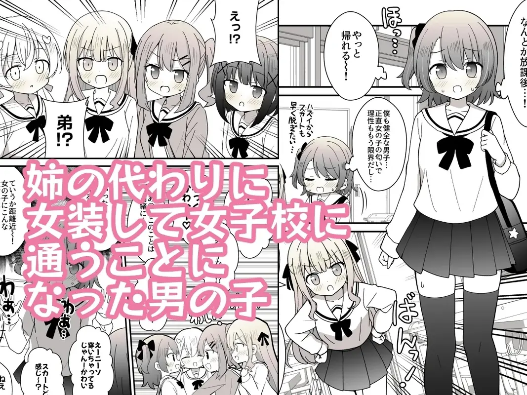 姉の代わりに女装して女子校に通うことになったけどバレてえっちな目に遭う話 サンプル画像 1枚目