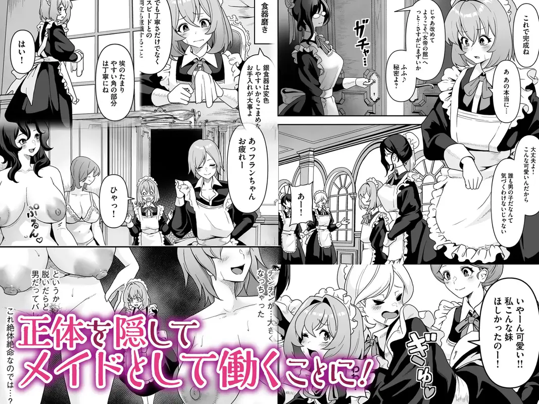 メイドたちの性事情〜男子禁制の屋敷でメイドとして働くことになった僕ですが、飢えたメイド達にバレて搾り取られ続けるエッチ生活が始まりました〜 サンプル画像 2枚目